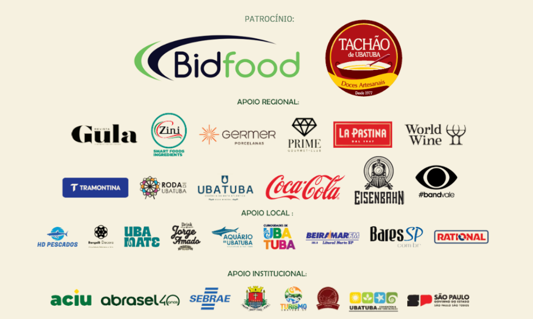 Patrocínio e apoio do 17º Festival Gastronômico de Ubatuba